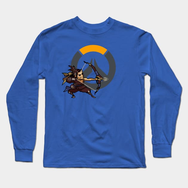 Overwatch - 16-Bit Hanzo W/ Logo Long Sleeve T-Shirt by wyckedguitarist